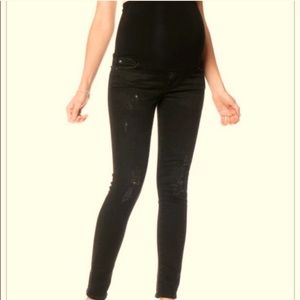 AG black distressed maternity jeans